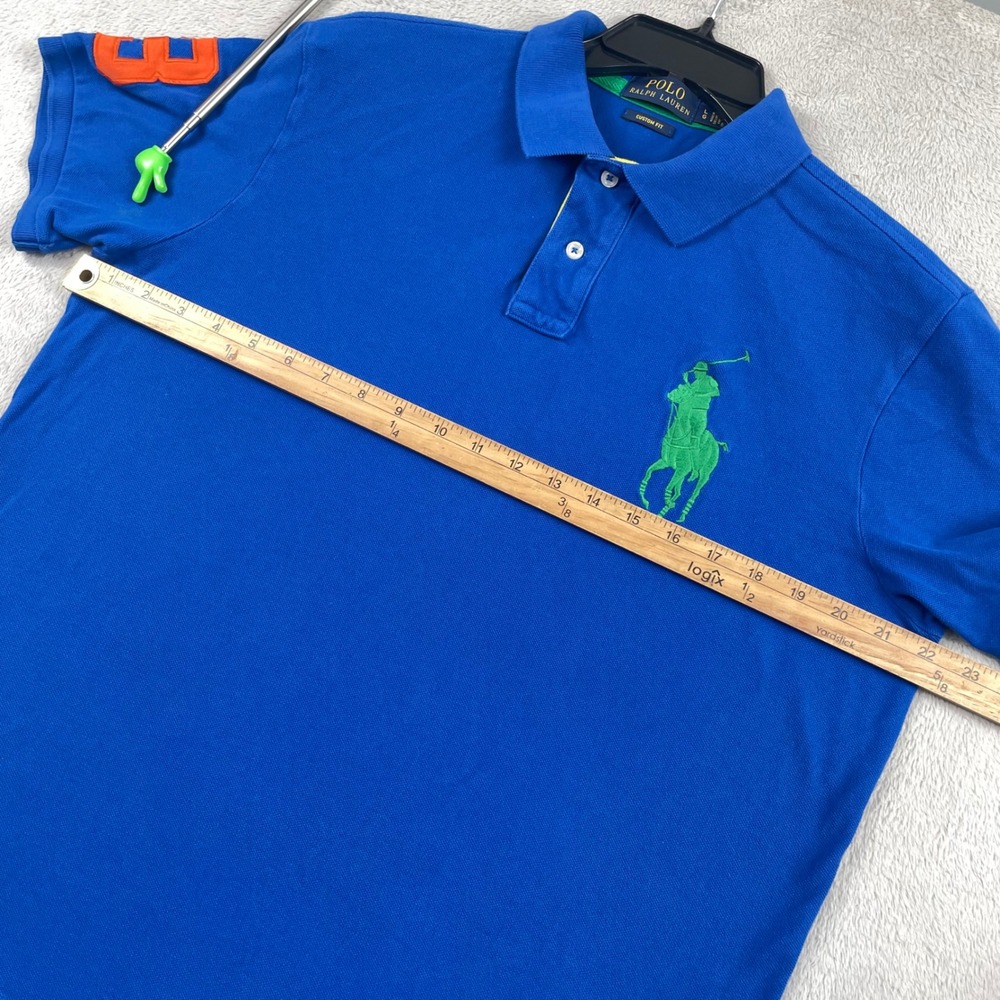 Polo Ralph Lauren Shirt Mens Large Blue Green Big Pony Custom Fit Short Sleeve - Picture 4 of 9